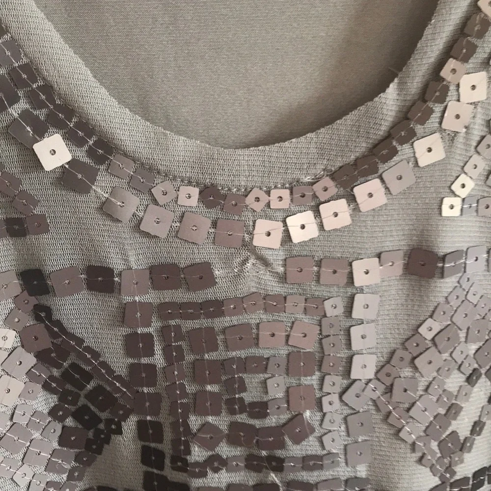Champagne / Brushed Silver sequin mini dress | Max Studio | M | NWOT - Picture 3 of 8